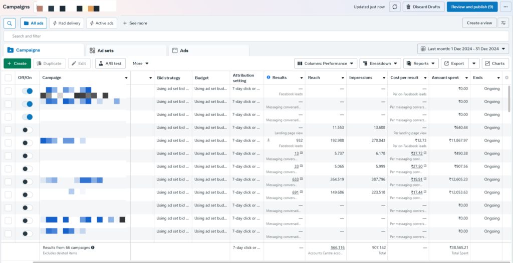 Facebook and Instagram Ads Result Dec 2024